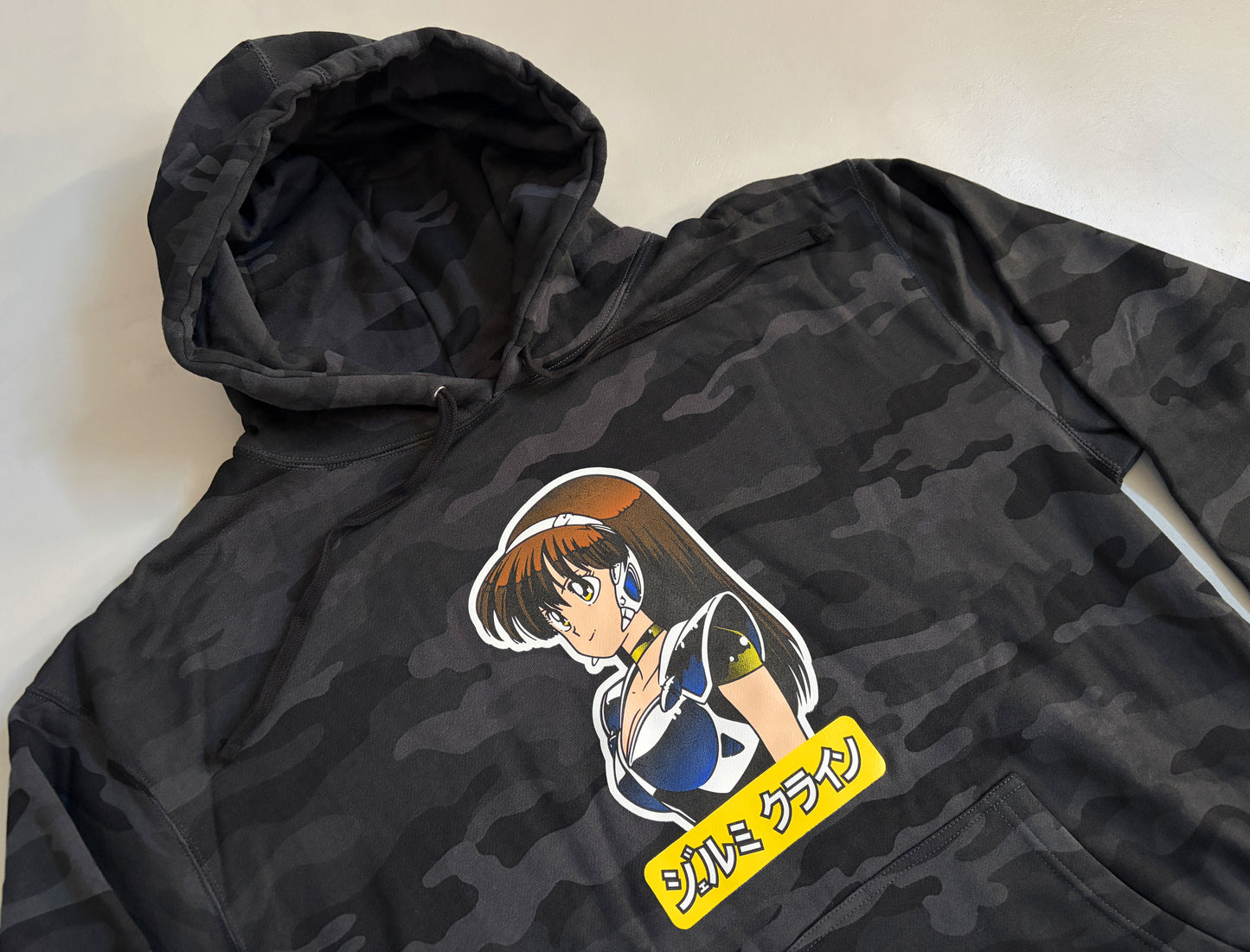 dream girl 10 OZ.  HEAVYWEIGHT HOODED SWEATSHIRT - BLACK CAMO