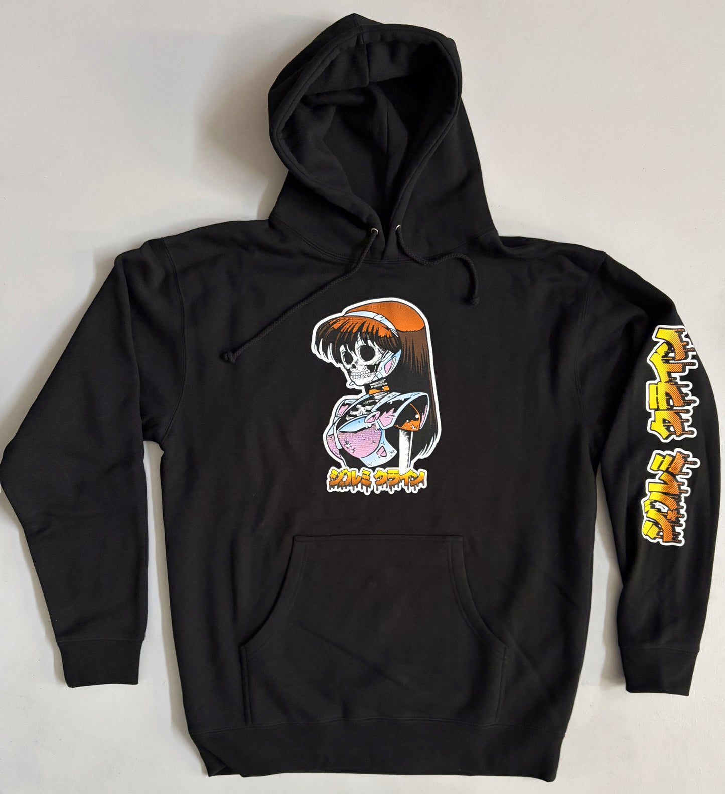 dream girl skull 10 OZ.  HEAVYWEIGHT HOODED SWEATSHIRT - BLACK