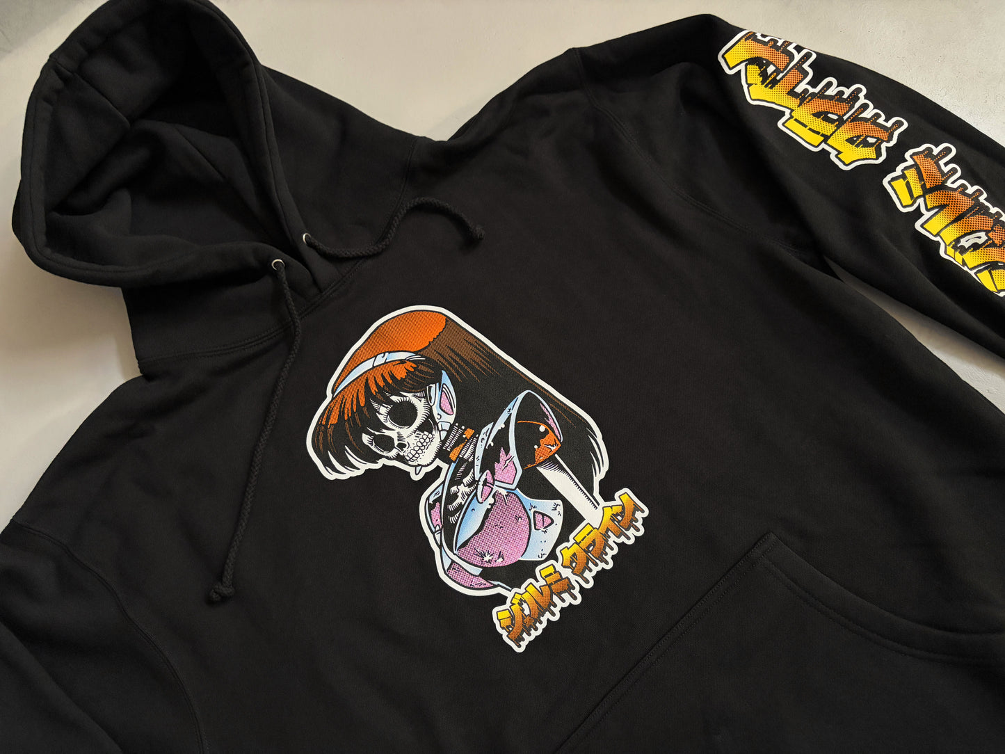 dream girl skull 10 OZ.  HEAVYWEIGHT HOODED SWEATSHIRT - BLACK