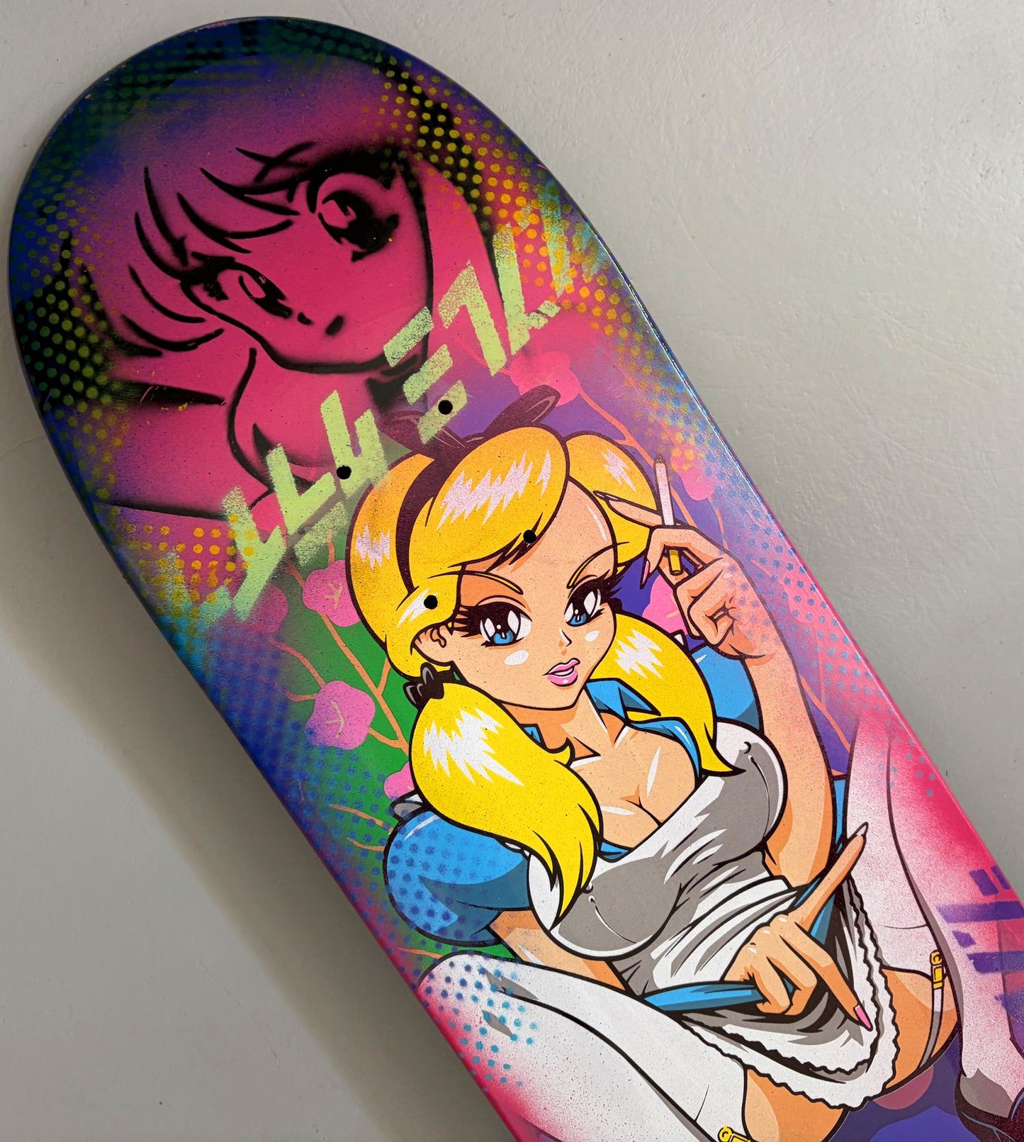 alice & friends PURPLE/RED/YELLOW ANODIZED - 8.25 X 32.25 MIXED PROCESS SIGNED 1 of 1 (Copy)