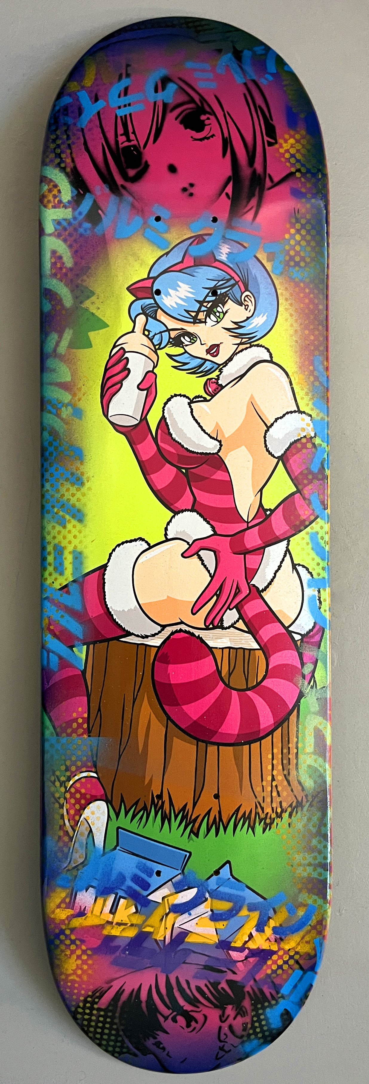 cheshire cat in wonderland PINK/BLUE - 8.5 X 32.25 MIXED PROCESS SIGNED 1 of 1
