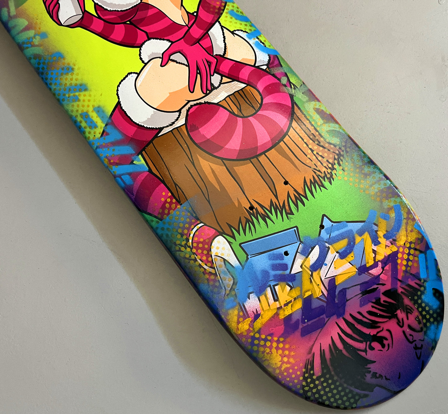 cheshire cat in wonderland PINK/BLUE - 8.5 X 32.25 MIXED PROCESS SIGNED 1 of 1