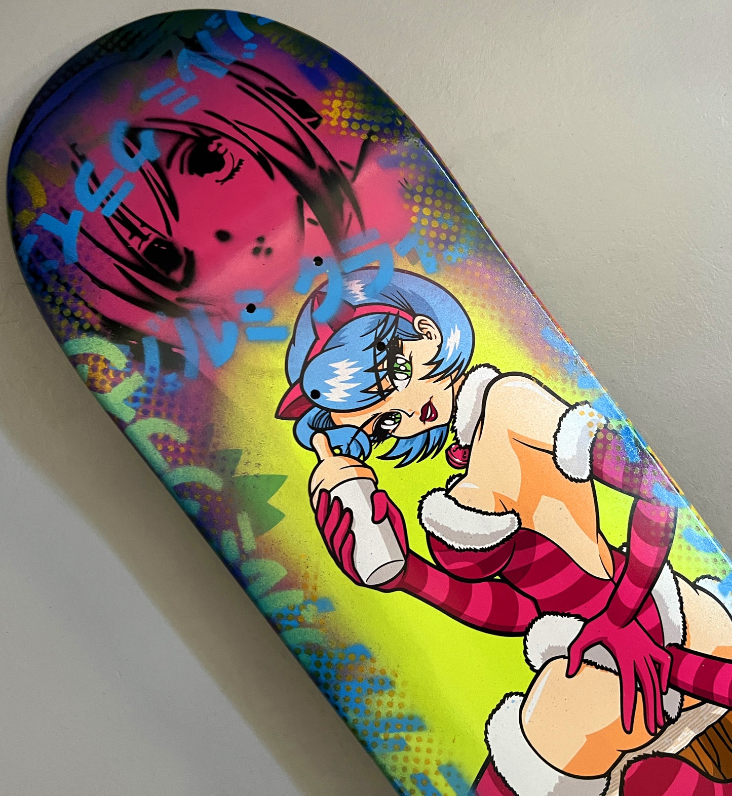 cheshire cat in wonderland PINK/BLUE - 8.5 X 32.25 MIXED PROCESS SIGNED 1 of 1