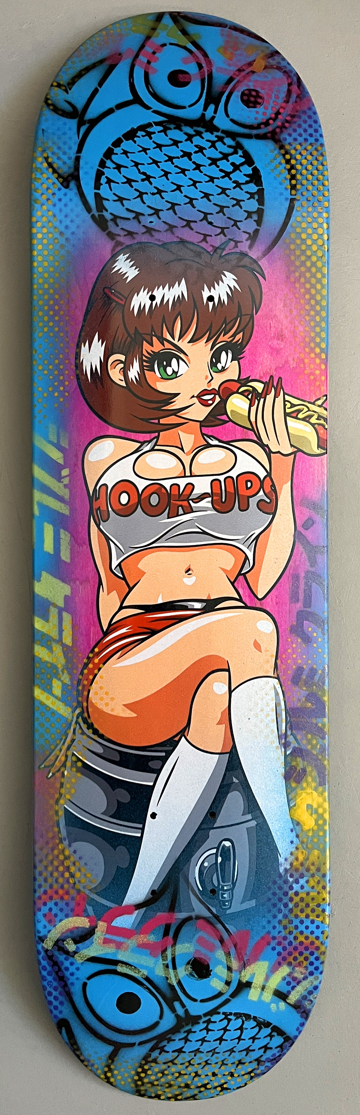 hoot-ups 2 PINK/BLUE - 8.5 X 32.25 MIXED PROCESS SIGNED 1 of 1