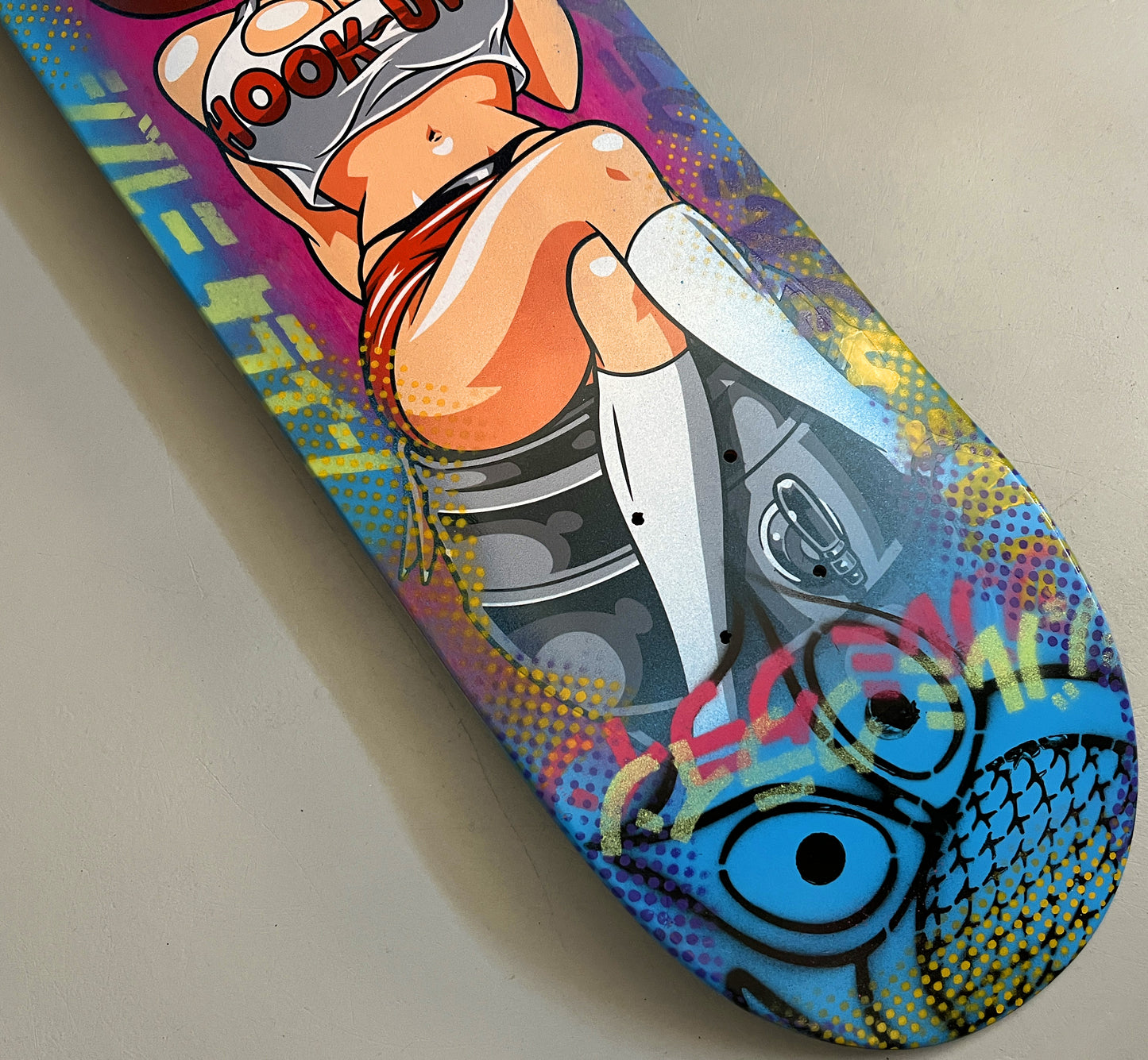 hoot-ups 2 PINK/BLUE - 8.5 X 32.25 MIXED PROCESS SIGNED 1 of 1