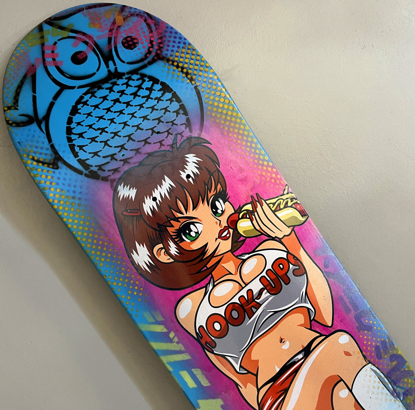 hoot-ups 2 PINK/BLUE - 8.5 X 32.25 MIXED PROCESS SIGNED 1 of 1