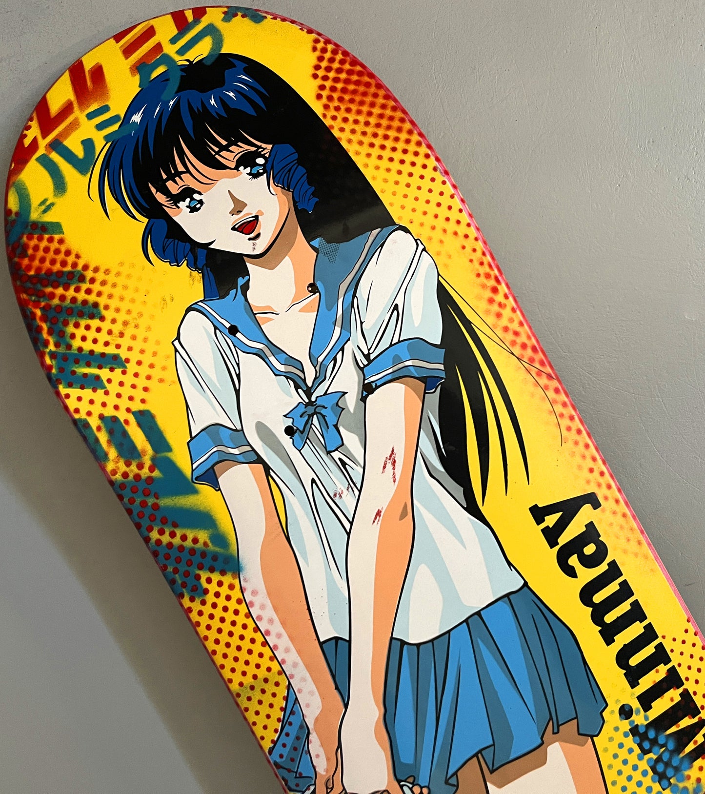 lynn minmay YELLOW/RED 8.25 X 32.25 HAND SCREENED SIGNED 1 OF 1