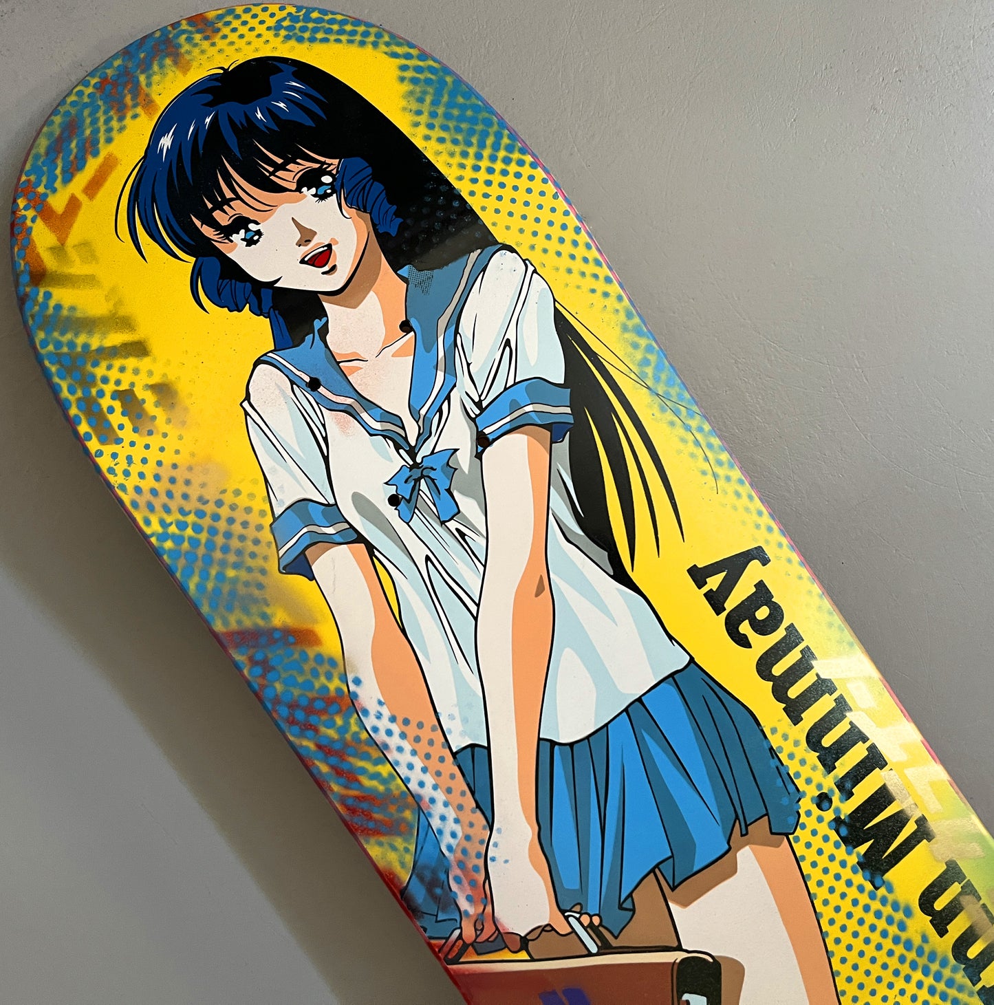 lynn minmay YELLOW/BLUE 8.25 X 32.25 HAND SCREENED SIGNED 1 OF 1