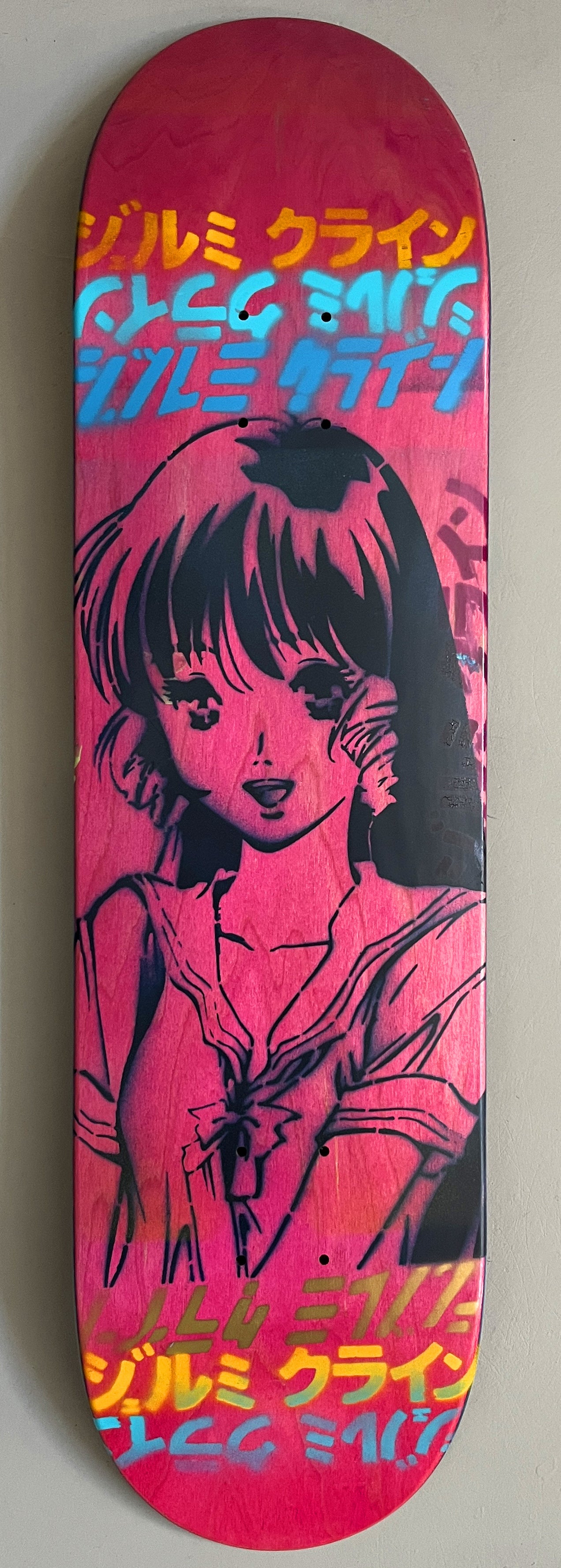 lynn minmay PINK/BLUE 8.25 X 32.25 HAND PAINTED SIGNED 1 OF 1