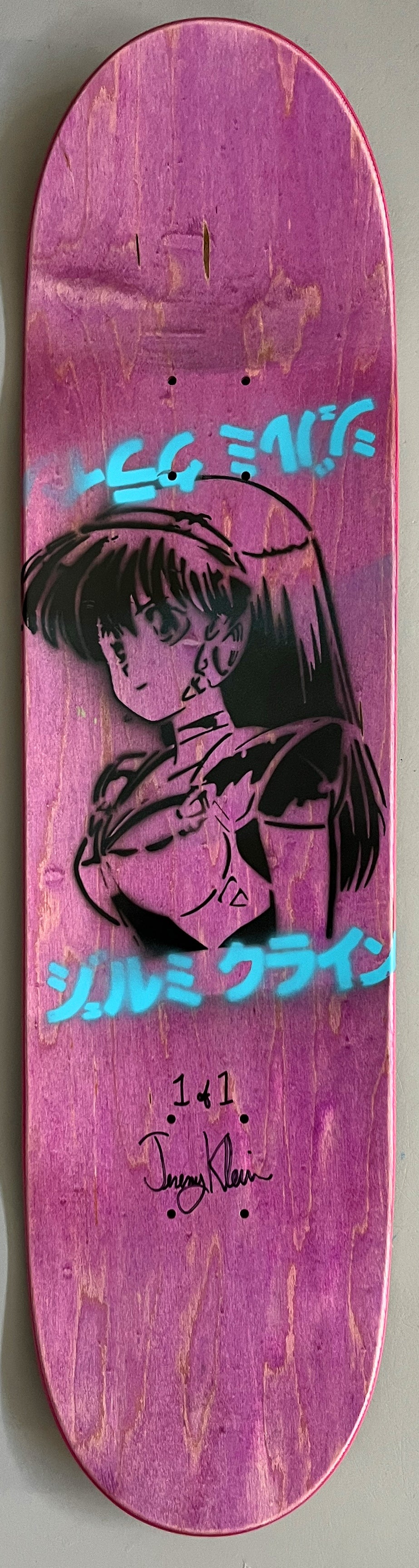 lynn minmay PINK/BLUE 8.25 X 32.25 HAND PAINTED SIGNED 1 OF 1