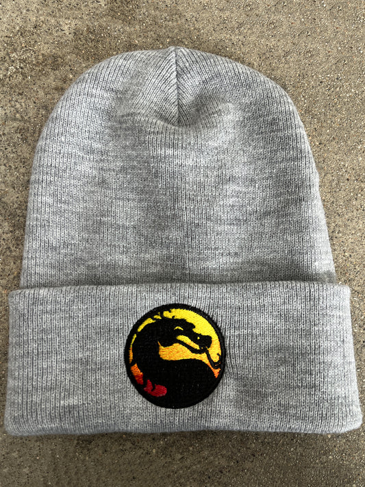 dragon embroidered beanie - GREY