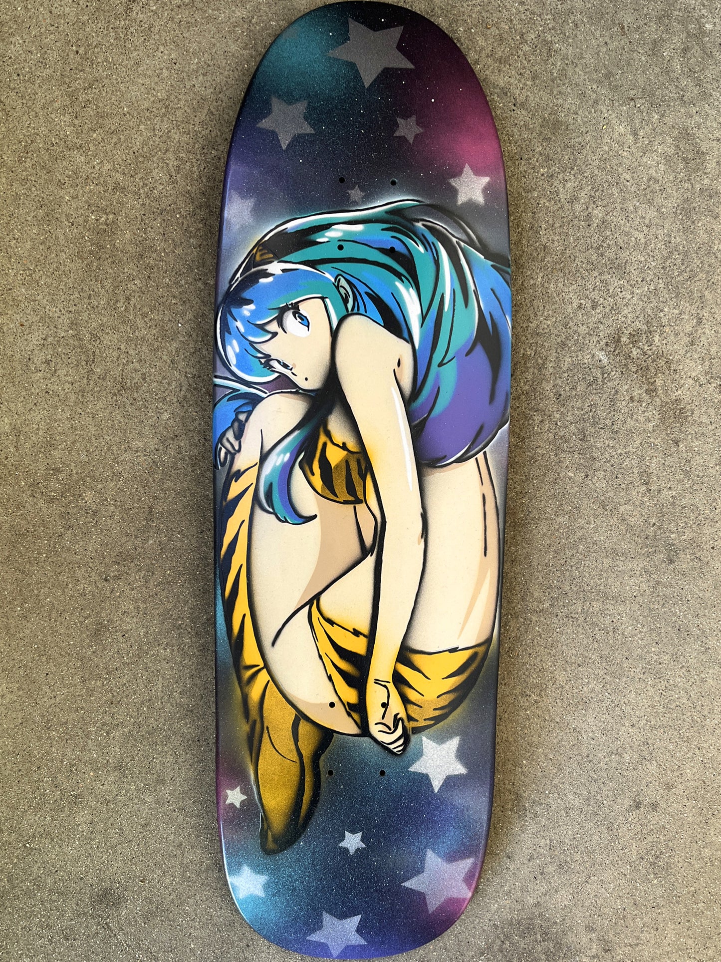 HAND PAINTED lum  board with spray can GALAXY
