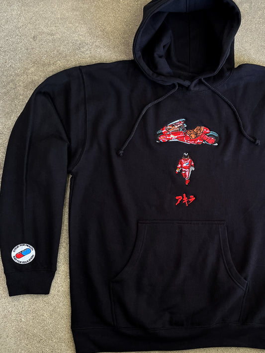 kaneda embroidered hooded sweatshirt 63,000 stitches - black