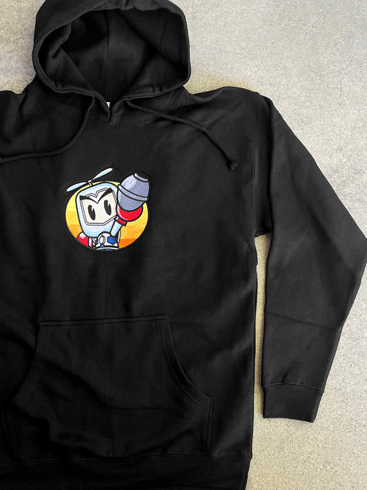 grenade man embroidered hooded sweatshirt 71,000 stitches - BLACK