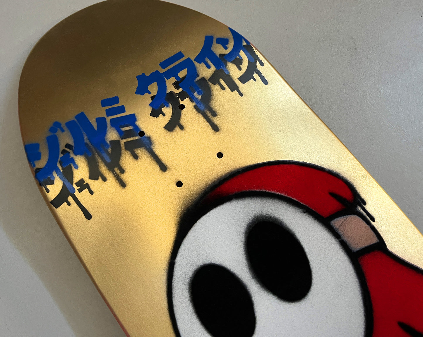 FLOCKED shyguy METALLIC GOLD MIXED PROCESS 9.5 X 31.75 SIGNED HAND PAINTED 1 OF 1