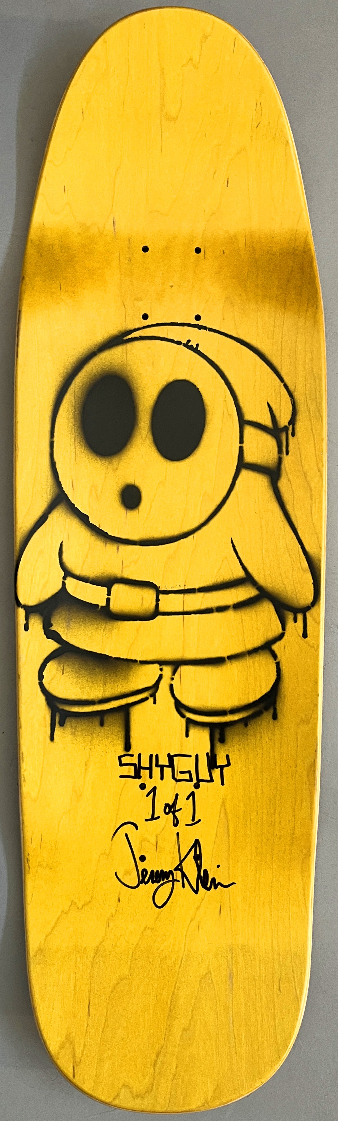 FLOCKED shyguy METALLIC GOLD MIXED PROCESS 9.5 X 31.75 SIGNED HAND PAINTED 1 OF 1