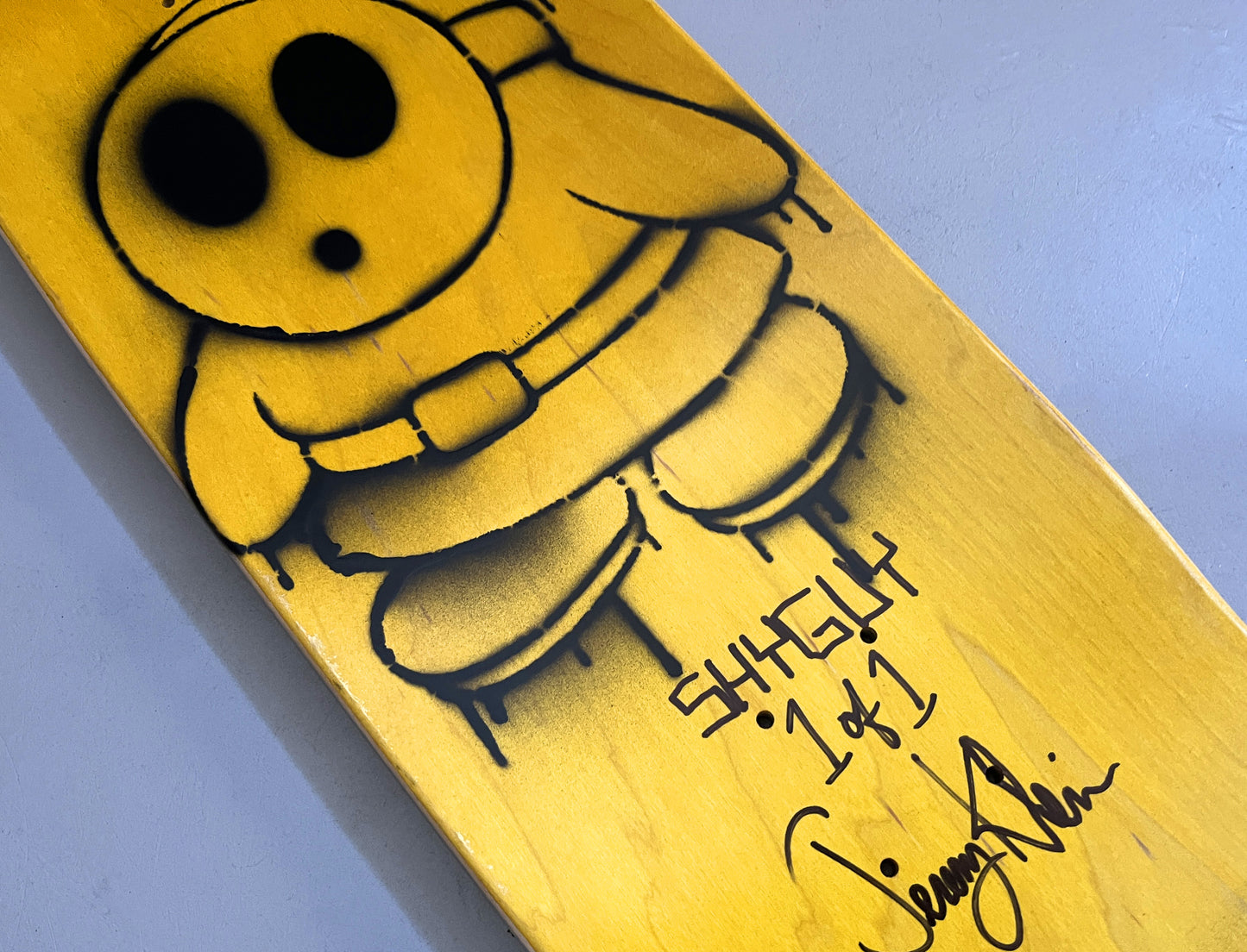 FLOCKED shyguy METALLIC GOLD MIXED PROCESS 9.5 X 31.75 SIGNED HAND PAINTED 1 OF 1