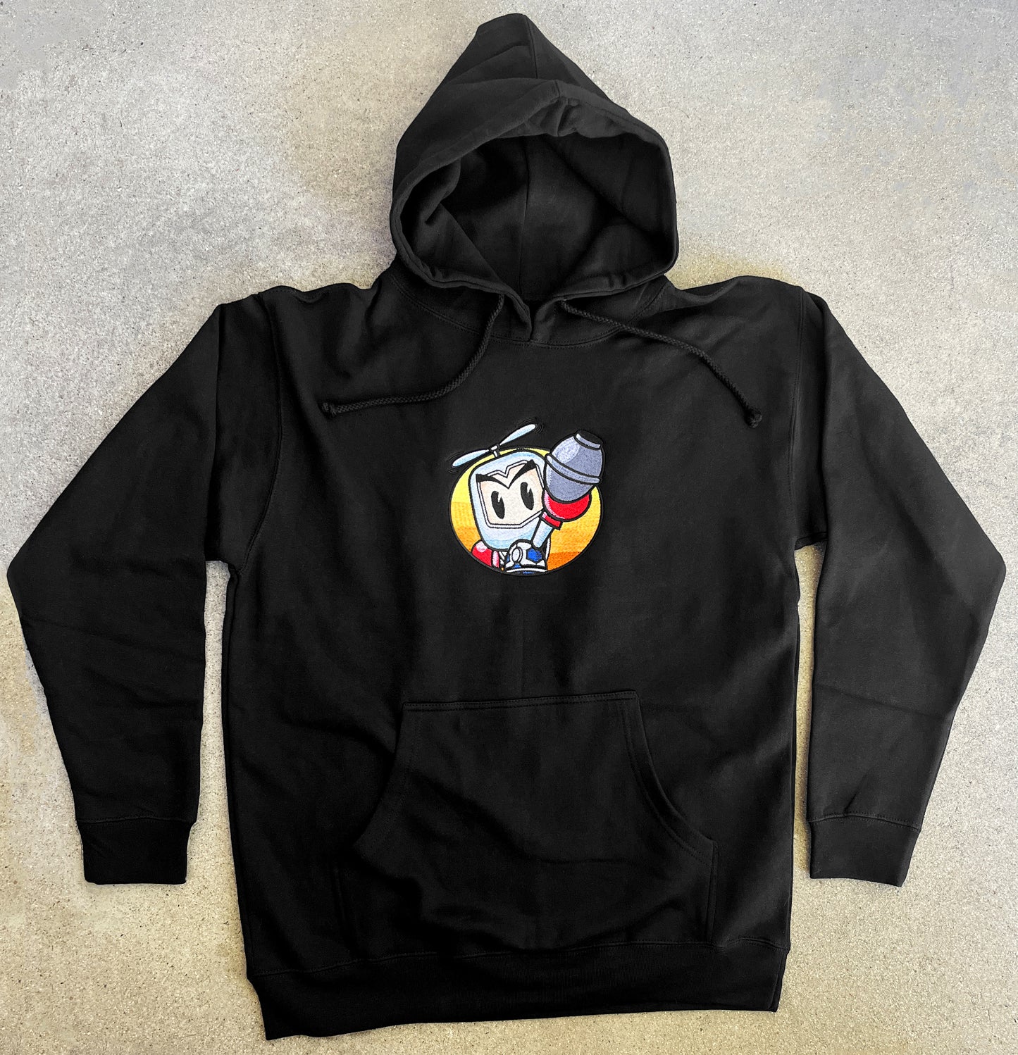 grenade man embroidered hooded sweatshirt 71,000 stitches - BLACK