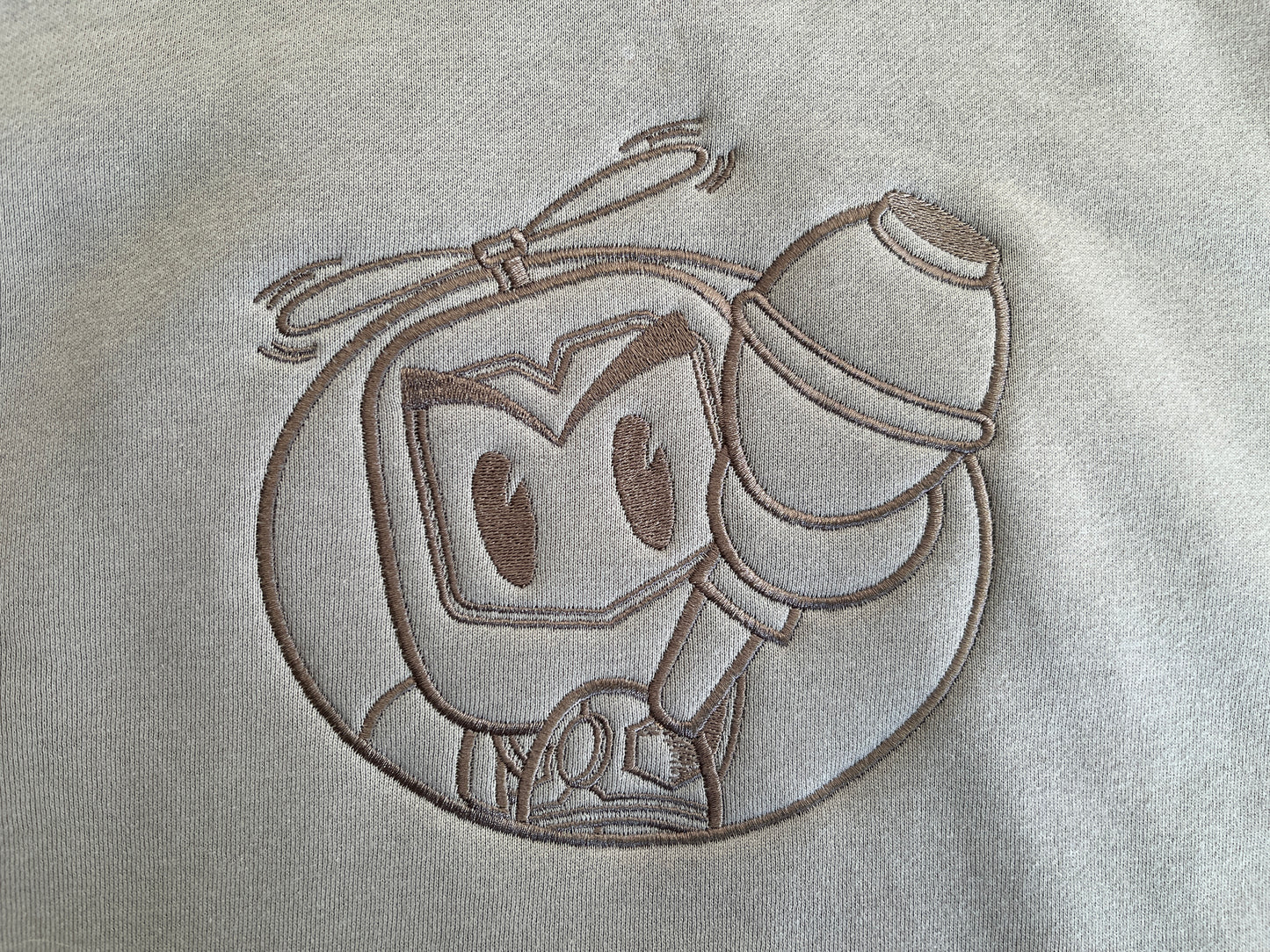 grenade man embroidered crew sweatshirt 31,000 stitches - SAND