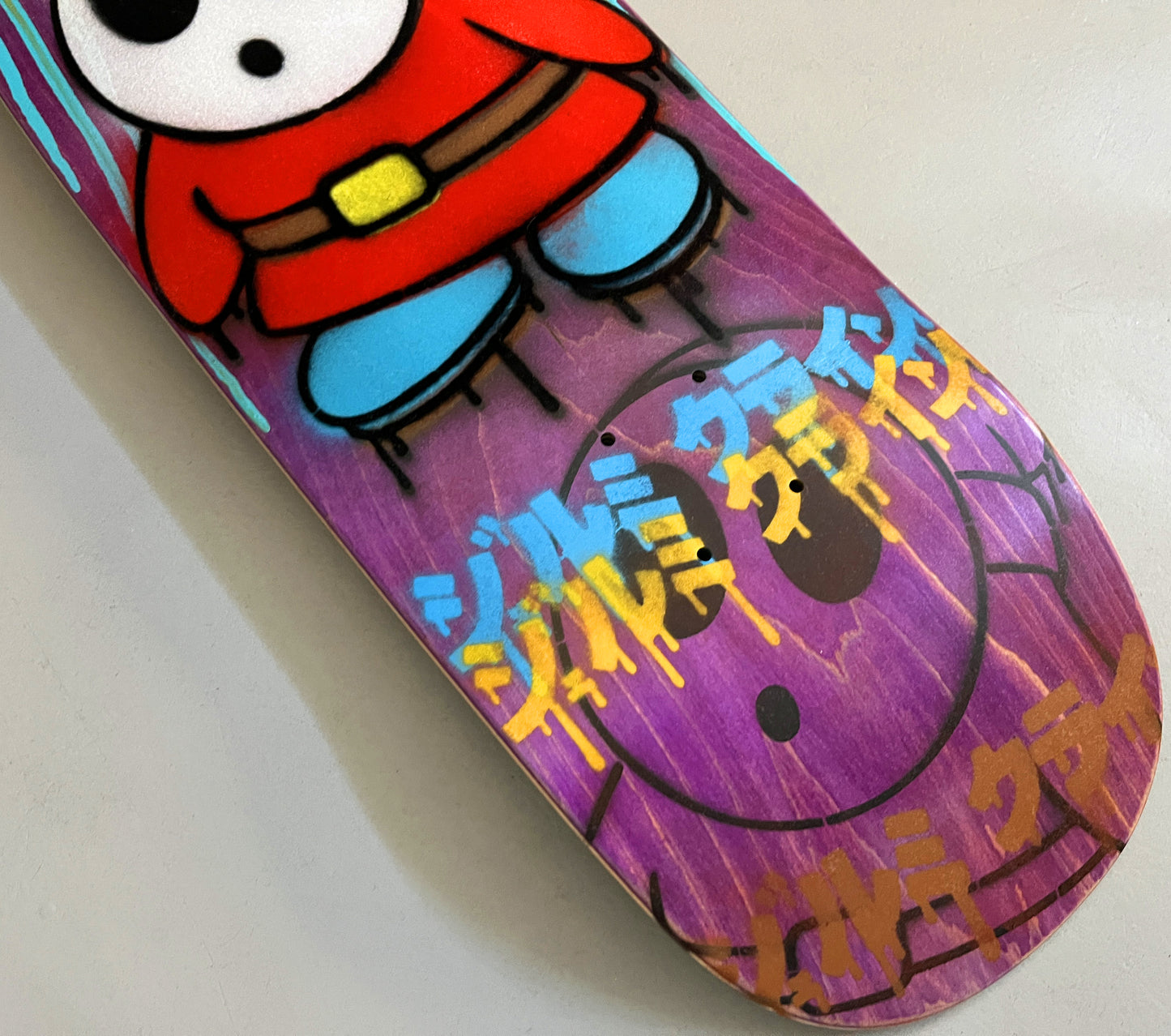 FLOCKED shyguy PURPLE PAINT MIXED PROCESS 9.5 X 31.75 SIGNED HAND PAINTED 1 OF 1