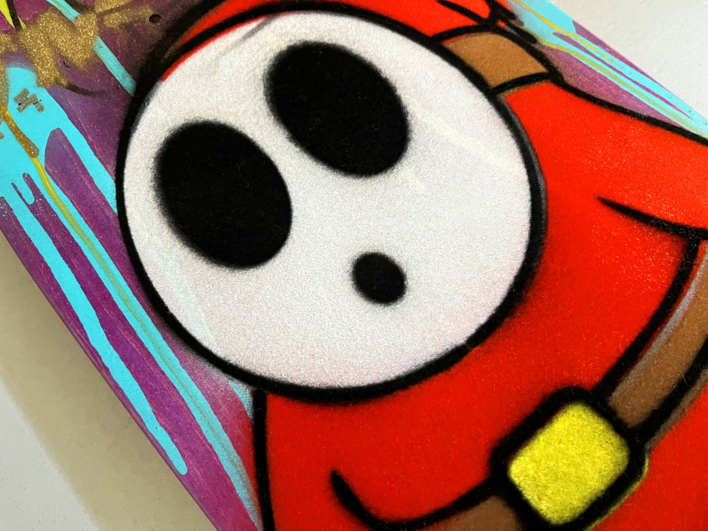 FLOCKED shyguy PURPLE PAINT MIXED PROCESS 9.5 X 31.75 SIGNED HAND PAINTED 1 OF 1