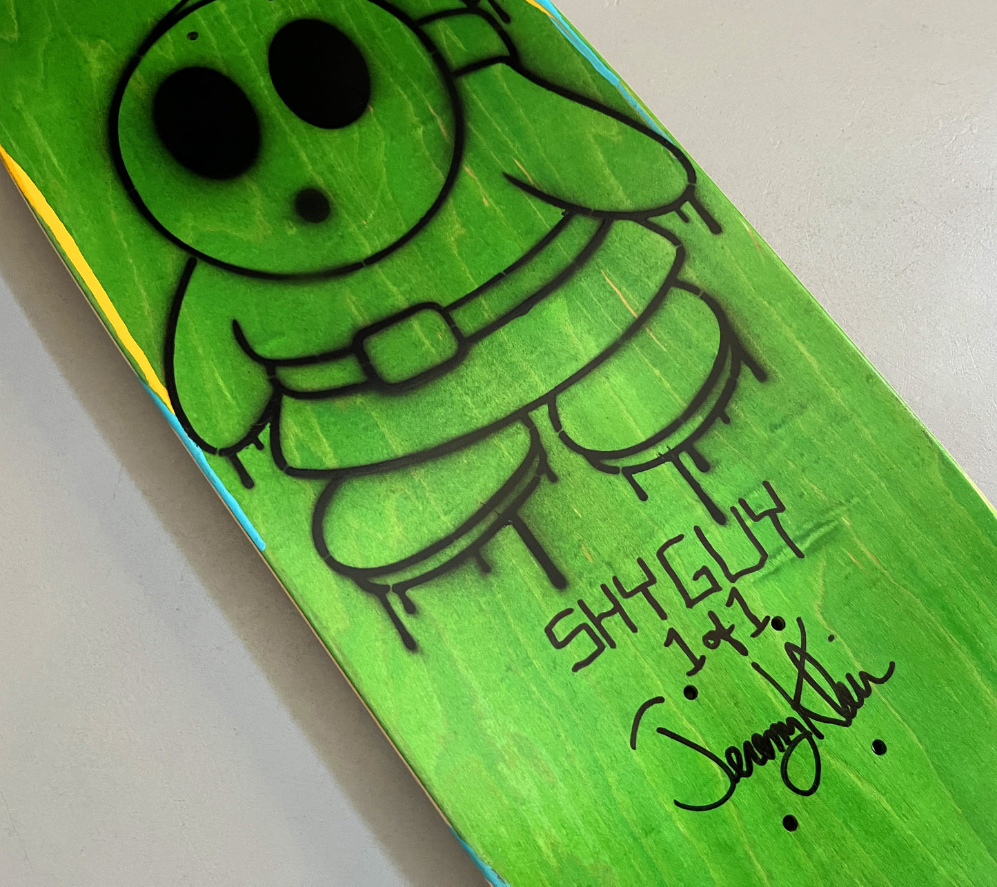FLOCKED shyguy PURPLE PAINT MIXED PROCESS 9.5 X 31.75 SIGNED HAND PAINTED 1 OF 1