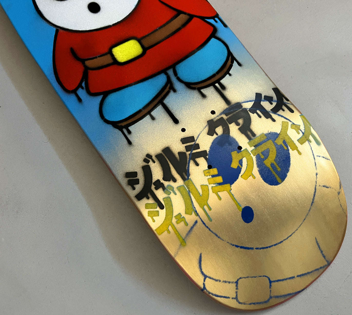 FLOCKED shyguy GOLD/BLUE MIXED PROCESS 9.5 X 31.75 SIGNED HAND PAINTED 1 OF 1
