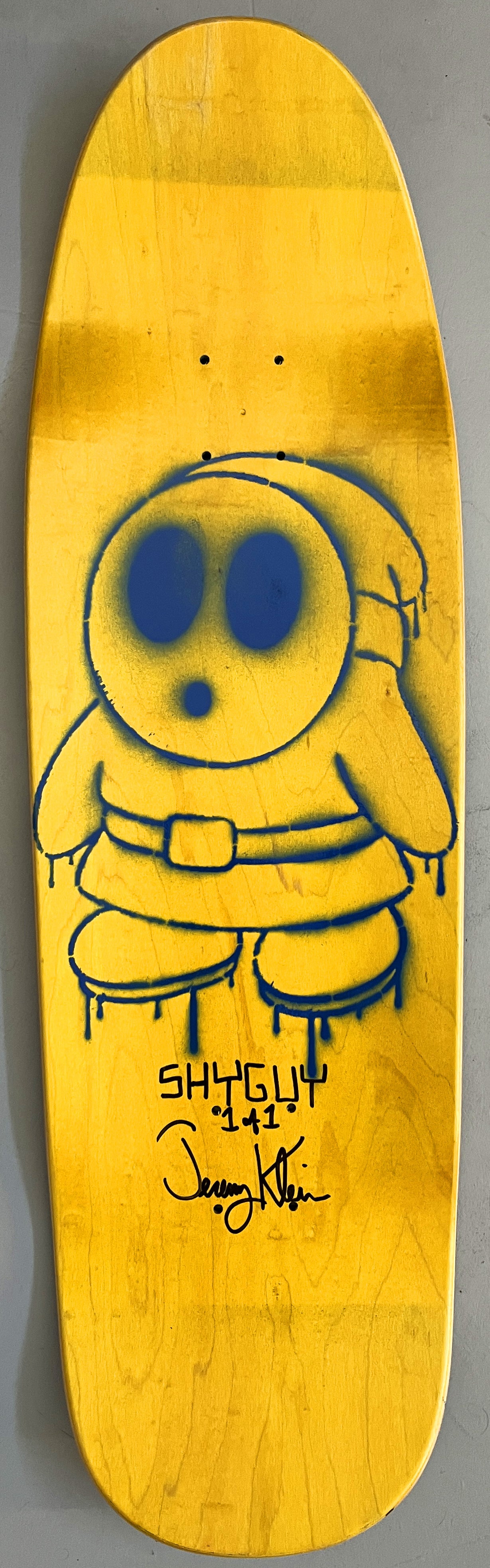 FLOCKED shyguy GOLD/BLUE MIXED PROCESS 9.5 X 31.75 SIGNED HAND PAINTED 1 OF 1