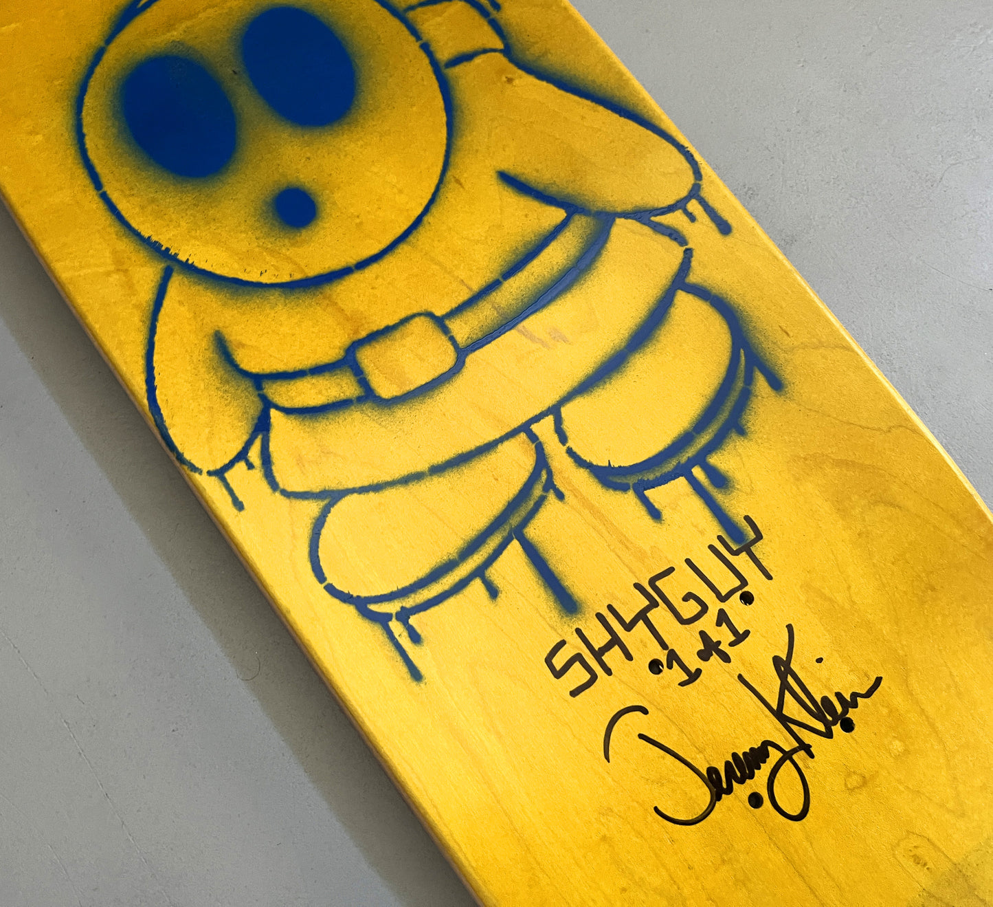 FLOCKED shyguy GOLD/BLUE MIXED PROCESS 9.5 X 31.75 SIGNED HAND PAINTED 1 OF 1