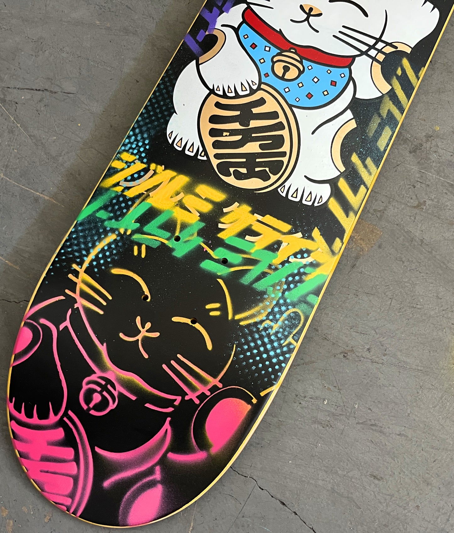 unlucky cat BLACK/YELLOW/BLUE/PURPLE/PINK 8.0 X 31.75 MIXED PROCESS 1 OF 1 SIGNED