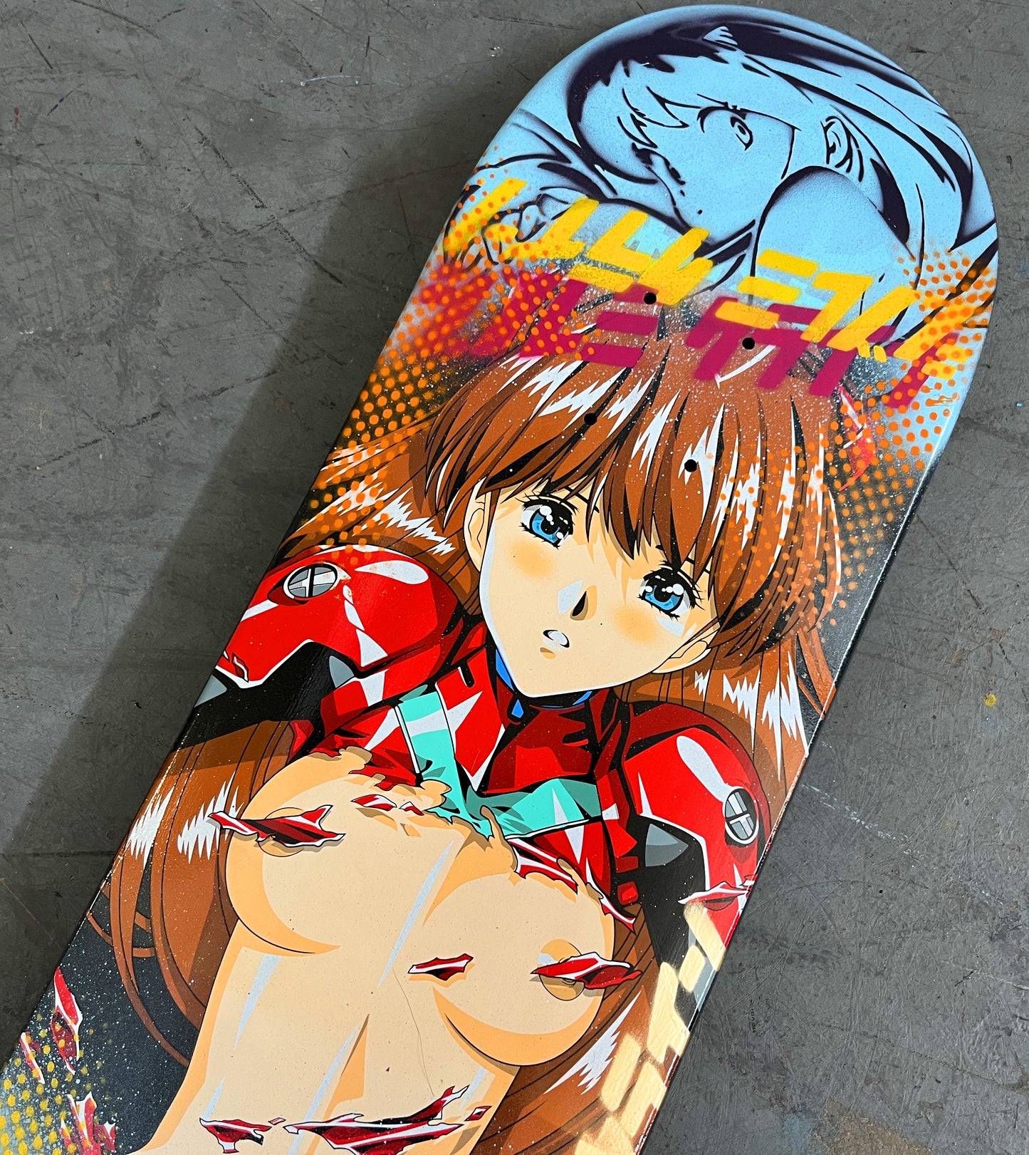 asuka 8.25 X 32.25 POWDER BLUE/BLACK MIXED PROCESS SIGNED 1 of 1
