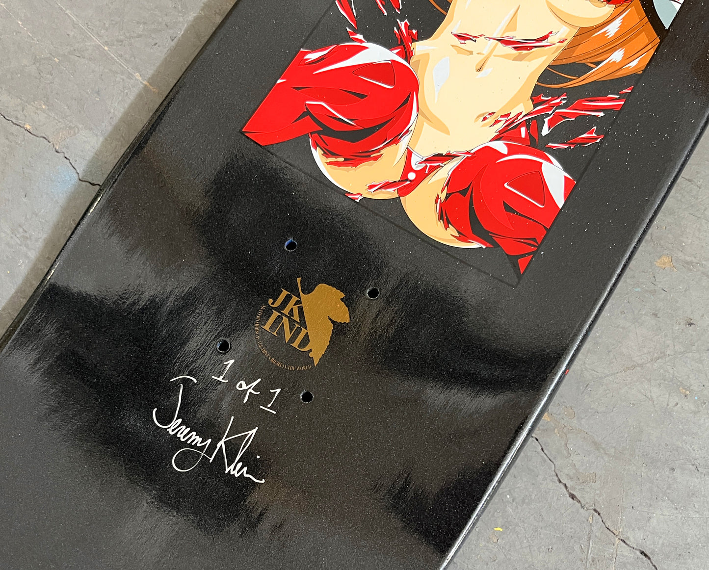 asuka 8.25 X 32.25 POWDER BLUE/BLACK MIXED PROCESS SIGNED 1 of 1