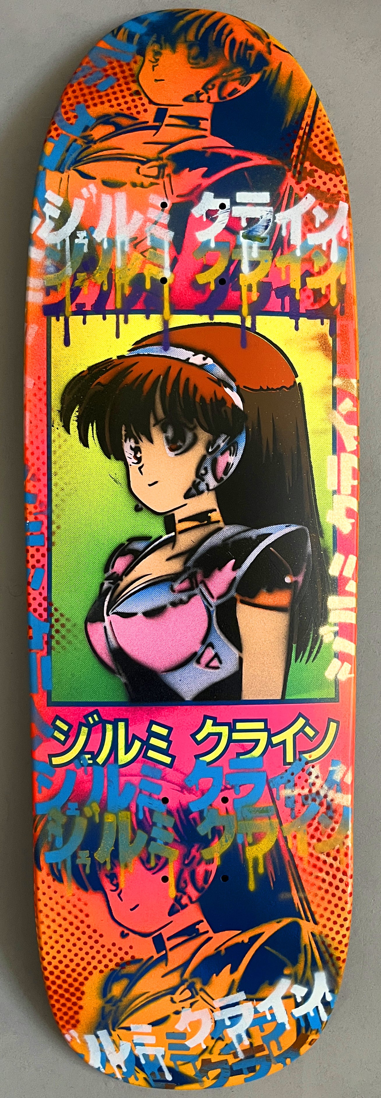 dream girl collage 9.5 X 32.25 ORANGE/PINK HAND PAINTED SIGNED 1 of 1