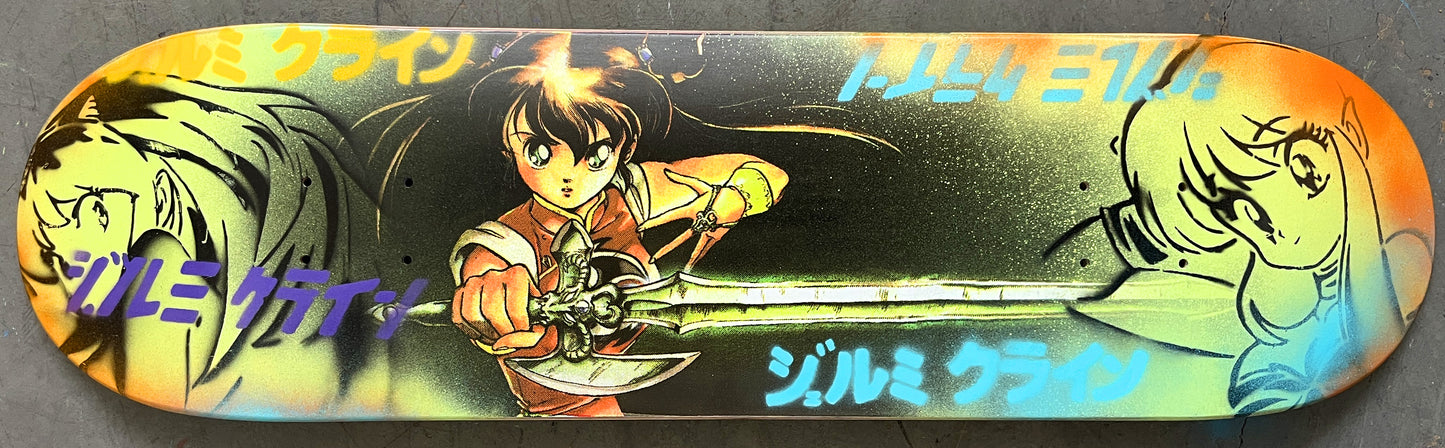 yoko GREEN/ORANGE HAND PAINTED BACKGROUND 9.5 X 31.75 1 OF 1