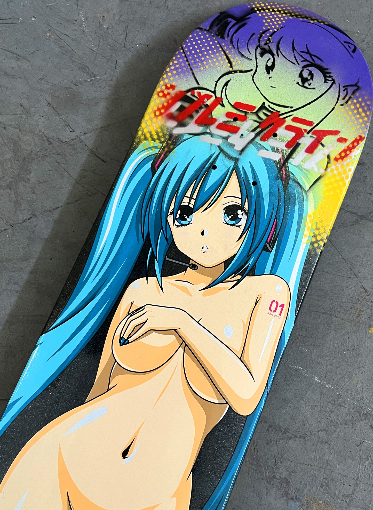 hatsune 8.25 X 32.25 YELLOW/GREEN/PURPLE MIXED PROCESS SIGNED 1 of 1