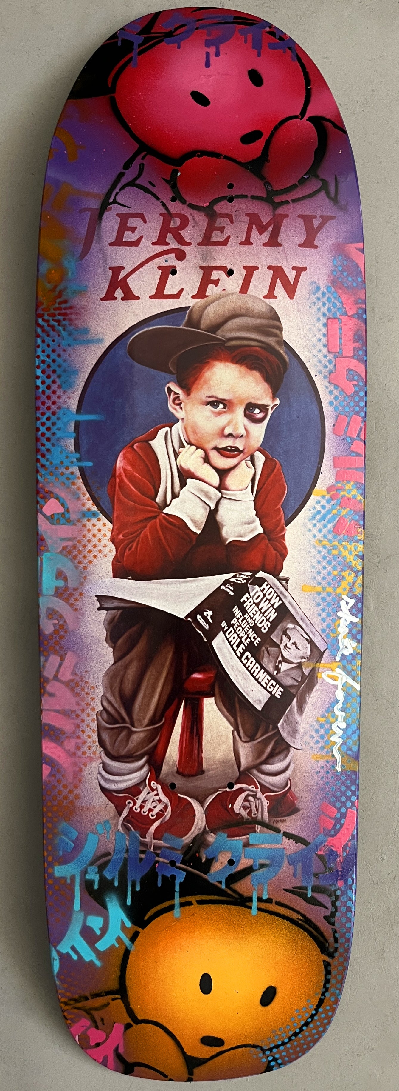 world industries black eye kid SLICK 9.625 MIXED PROCESS BLUE LANCE PURPLE SIGNED 1 of 1