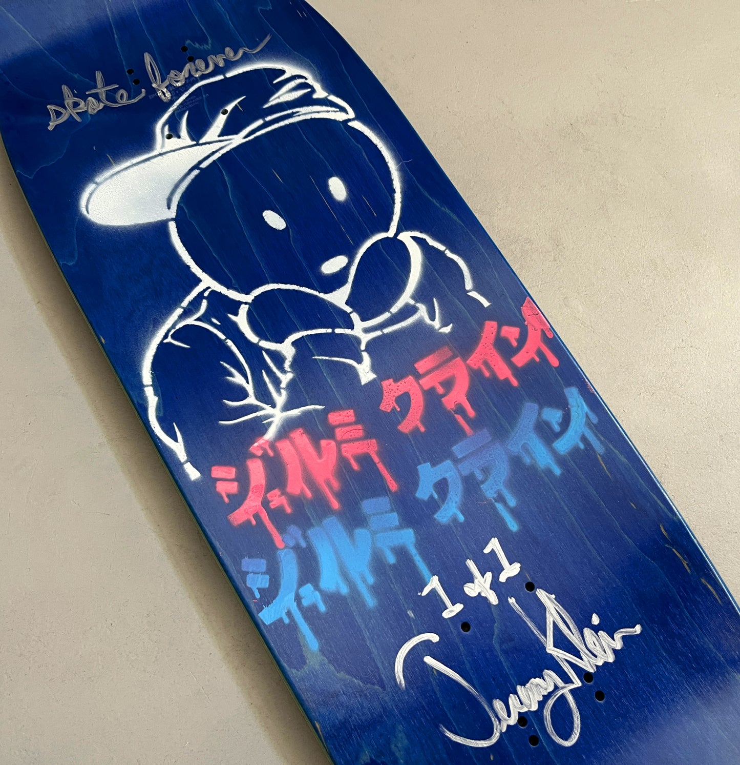world industries black eye kid SLICK 9.625 MIXED PROCESS BLUE LANCE PURPLE SIGNED 1 of 1