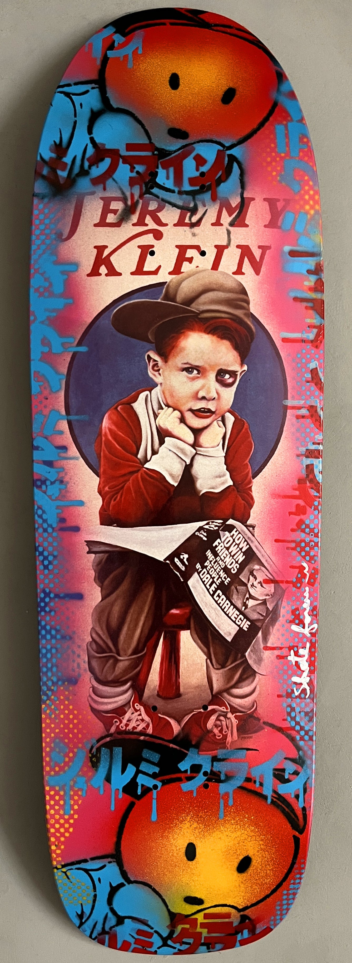 world industries black eye kid SLICK 9.625 MIXED PROCESS BLUE LANCE PINK SIGNED 1 of 1