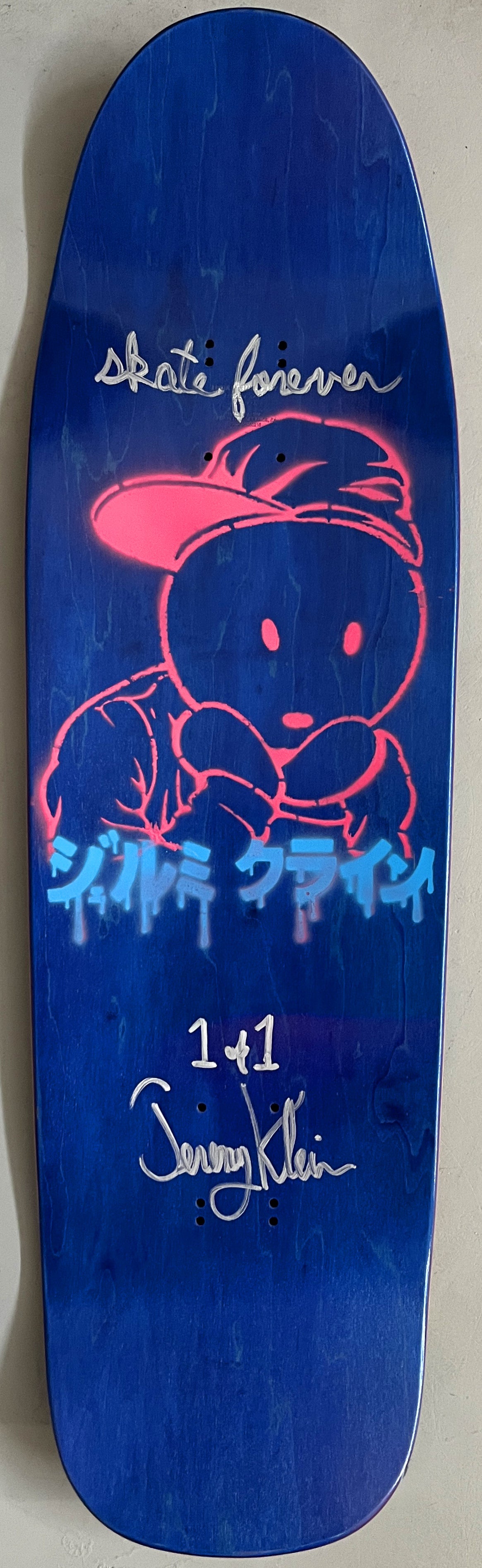 world industries black eye kid SLICK 9.625 MIXED PROCESS BLUE LANCE PINK SIGNED 1 of 1