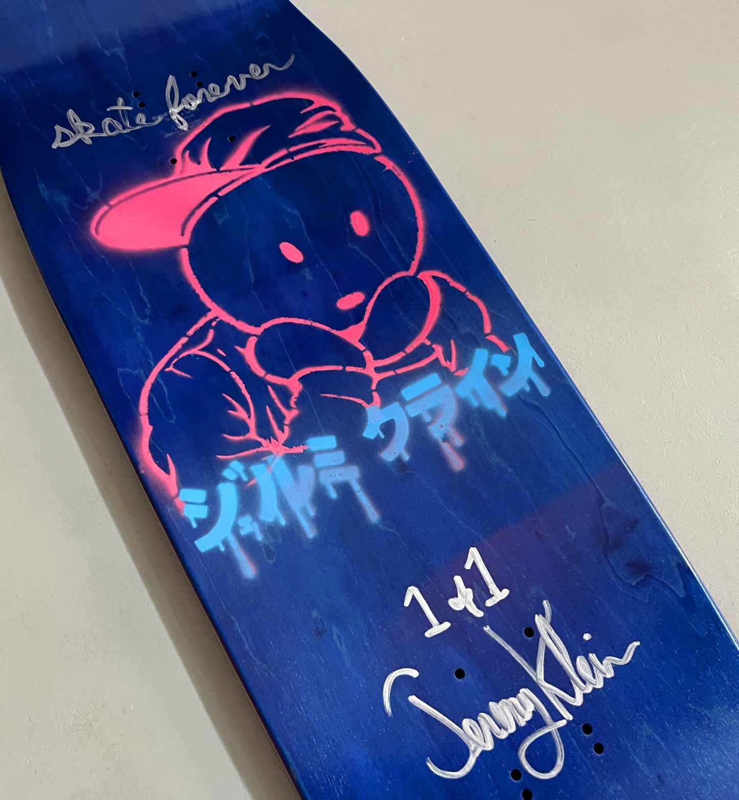world industries black eye kid SLICK 9.625 MIXED PROCESS BLUE LANCE PINK SIGNED 1 of 1