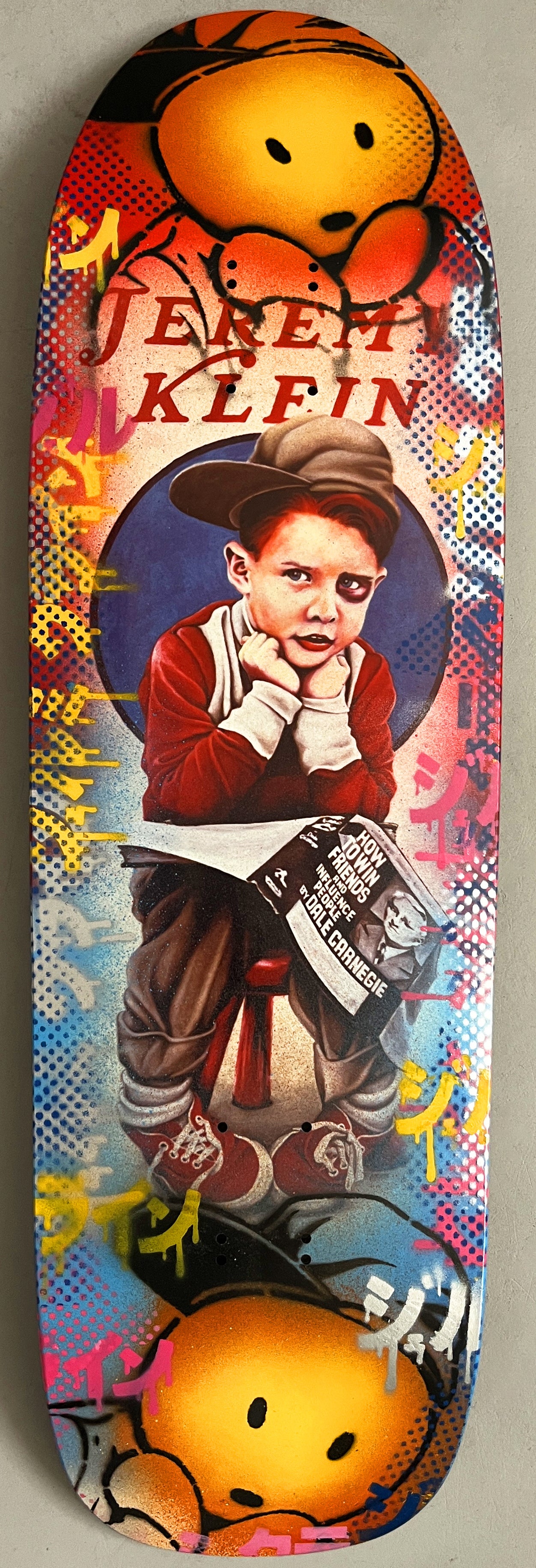 world industries black eye kid SLICK 9.625 MIXED PROCESS BLUE LANCE RED SIGNED 1 of 1