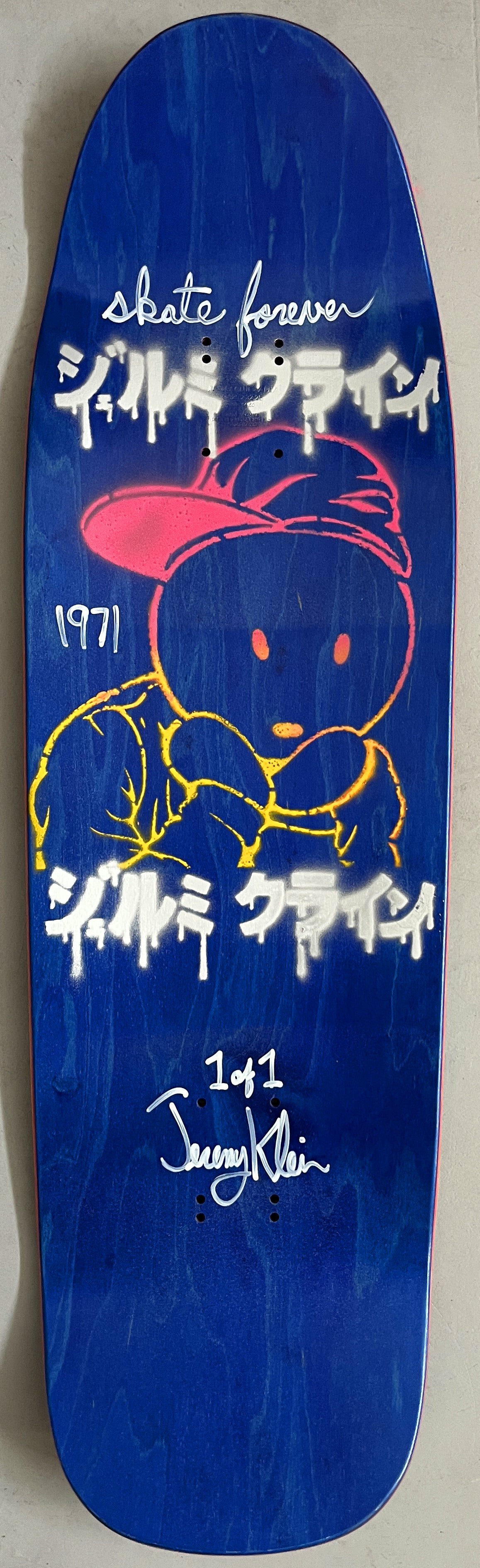 world industries black eye kid SLICK 9.625 MIXED PROCESS BLUE LANCE RED SIGNED 1 of 1