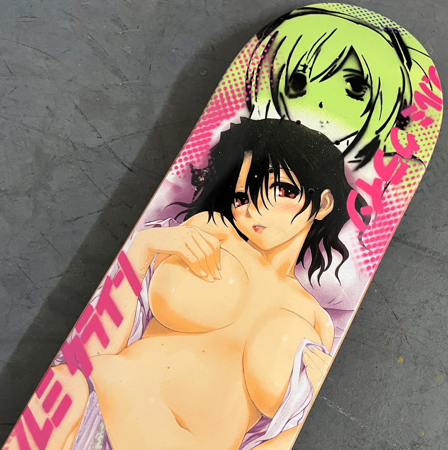 hitomi 8.25 X 32.25 PINK/GREEN MIXED PROCESS SIGNED 1 of 1