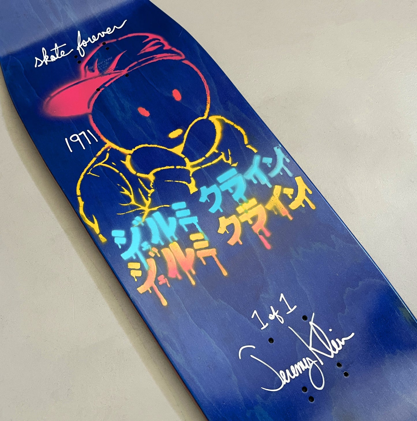 world industries black eye kid SLICK 9.625 MIXED PROCESS METALLIC SILVER MIST SIGNED 1 of 1