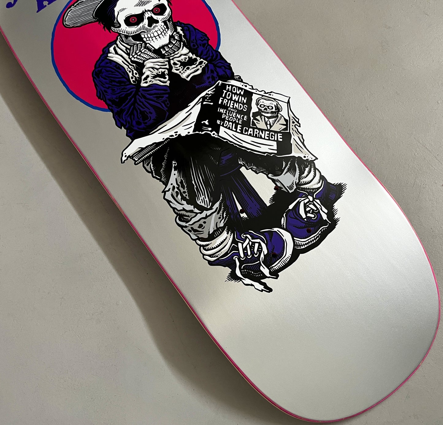 SIGNED black eye kid skull SPECIAL EDITION METALLIC SILVER 9.5 X 31.75 HAND SCREENED