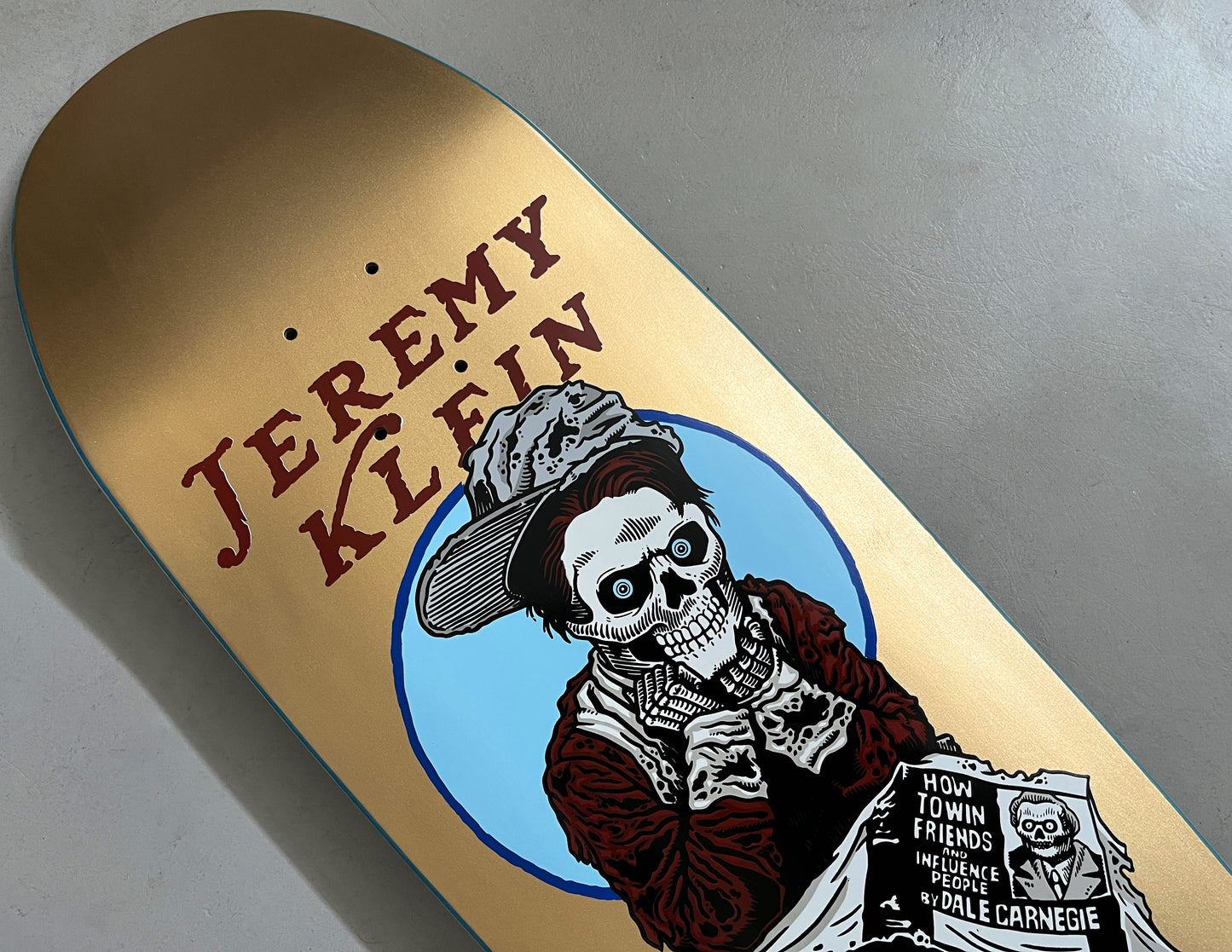 SIGNED black eye kid skull SPECIAL EDITION METALLIC GOLD 9.5 X 31.75 HAND SCREENED