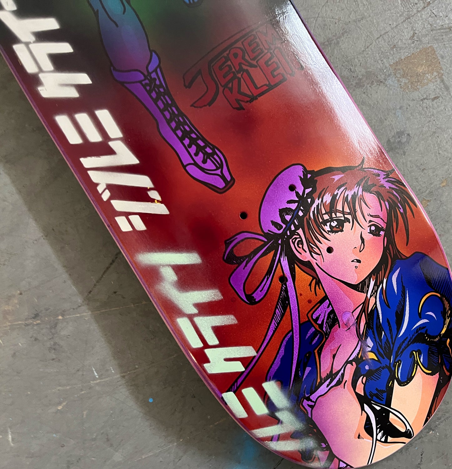 chun li 8.5 X 32.25 ANODIZED MIXED PROCESS 1 OF 1 SIGNED