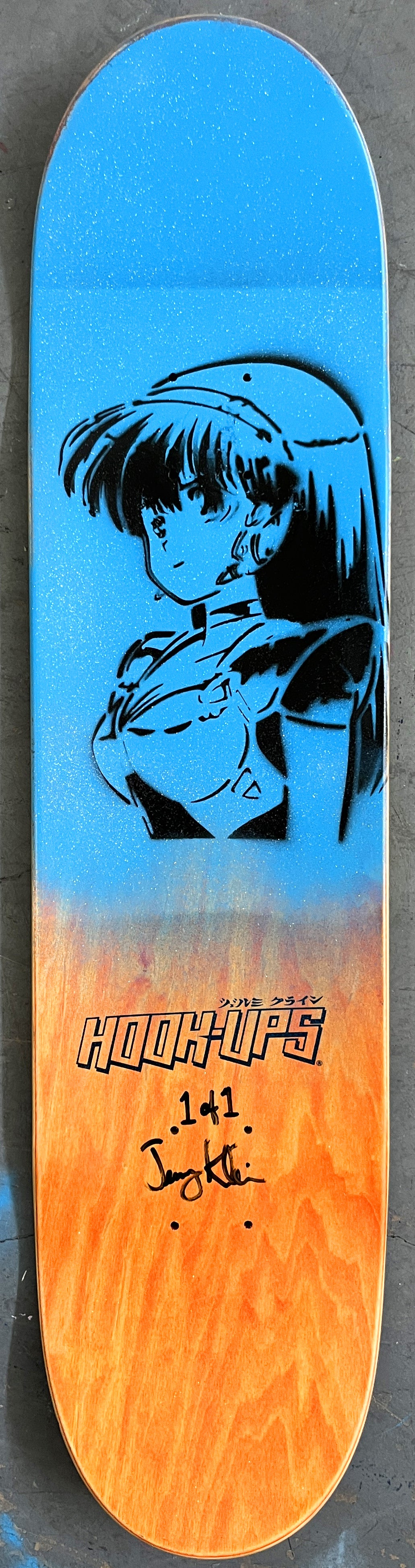 akiko 8.0 X 31.75 BLUE GLITTER MIXED PROCESS SIGNED 1 of 1
