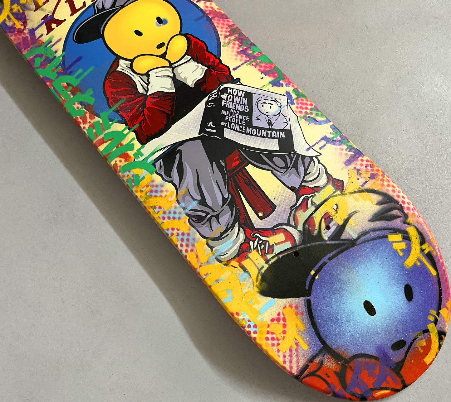 lance mountain black eye kid 8.5 MIXED PROCESS BLUE/YELLOW SIGNED 1 of 1