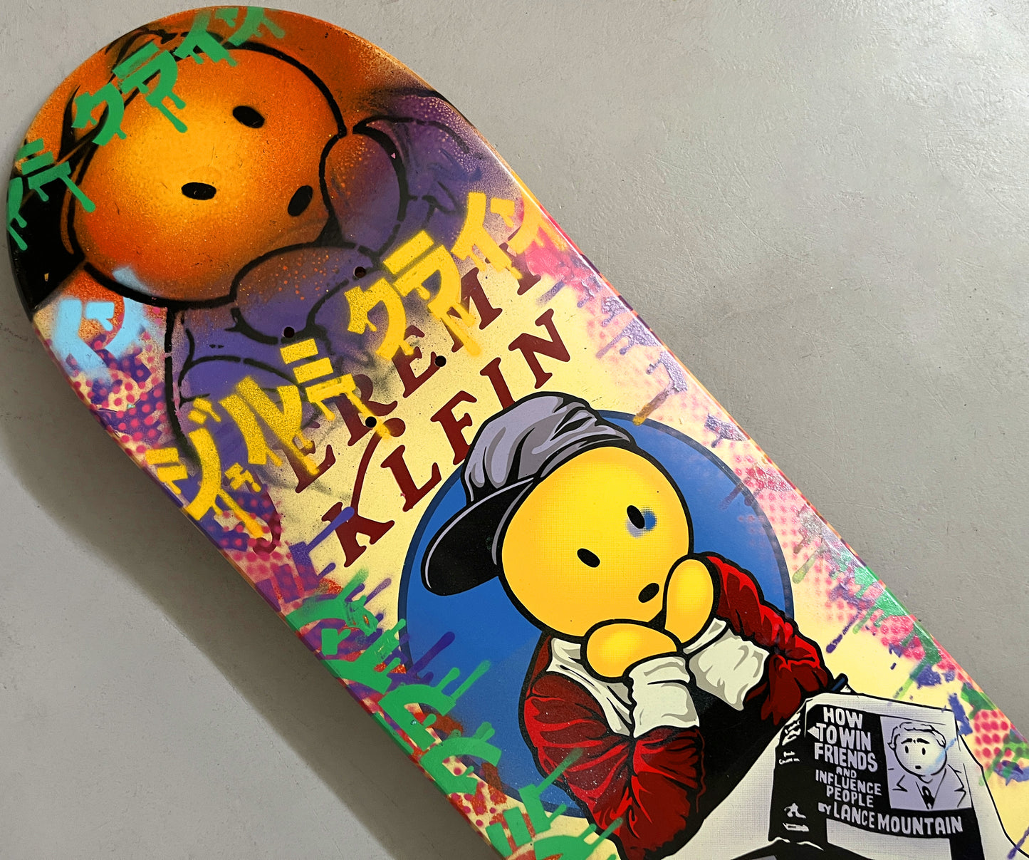 lance mountain black eye kid 8.5 MIXED PROCESS BLUE/YELLOW SIGNED 1 of 1